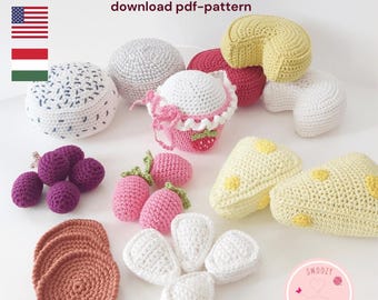 Crochet Cheese Plate Play Food Pattern: Fruits & Jam (PDF Pattern)