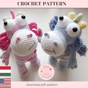 Crochet dragon crochet pattern, Amigurumi dragon, Crochet dragon pattern, Dragon crochet pattern, PDF crochet pattern, Amigurumi pattern