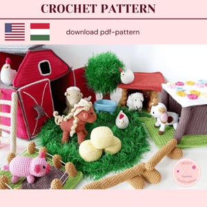 Farm Animals Crochet Pattern: Barnyard Playset (PDF Download)