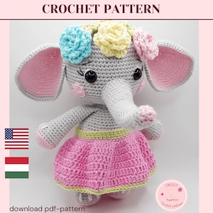 Elephant girl crochet pattern, Amigurumi elephant pattern, Cute crochet, Amigurumi tutorial PDF, African elephant crochet pattern