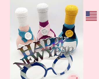 Champagne Bottle Crochet Pattern: Amigurumi Food (PDF Pattern)