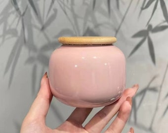 Pink Peach Cute Tea Can Ceramic Storage Can Sealed Can Tea Set Ornament