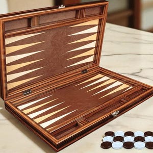 Premium Personalized Leather Backgammon Set, Premium Backgammon Set with Timeless Elegance, Anniversary Gift for Him