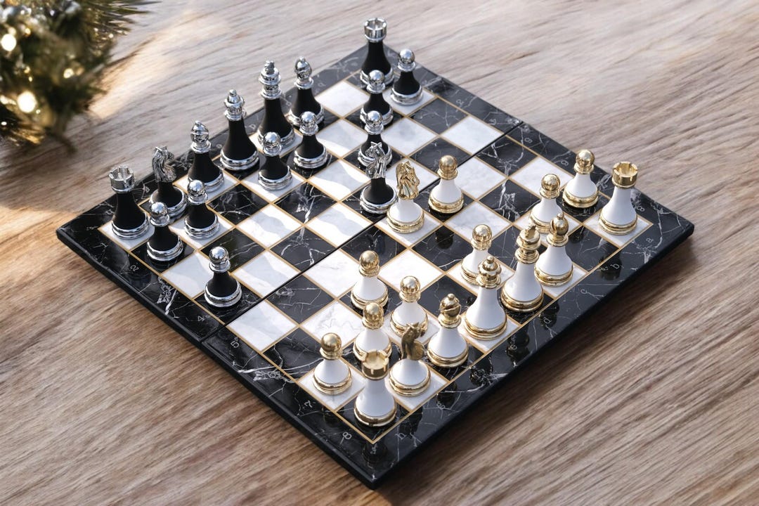 Premium Chess Set,marble Patterned Chess Set,unique Metal and Plexy ...