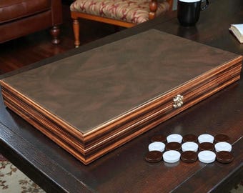 Leather Backgammon Board, Personalized Handmade Game Set