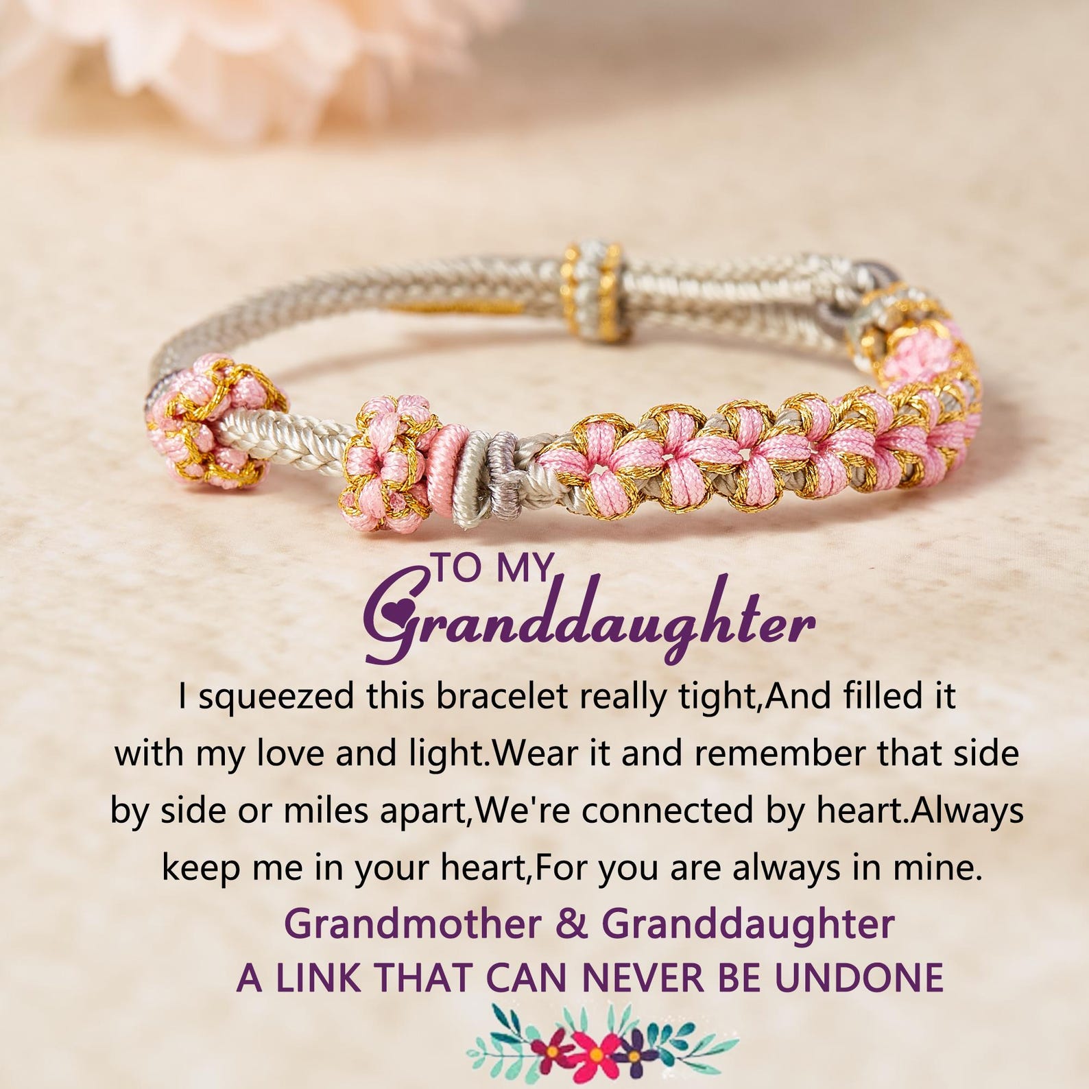 To My Son Bracelet From Mom A Link That Can Never Be Undone Peach