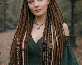 Brown Blonde Dreadlock Extensions - Double Ended DE Dreads and Braids
