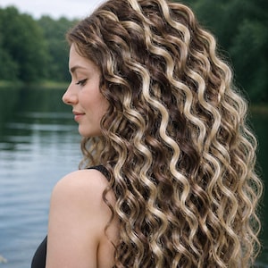 Brown and Blonde Brushable Wavy Hair Extension – Hidden Dread Base Set