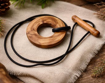 Handcrafted Wood Dreadlock Tie with Rubber Band Button and Stick