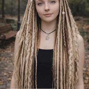 Dirty Blond Double Ended Dreadlock Extensions with Curls – Synthetic Boho Dreads