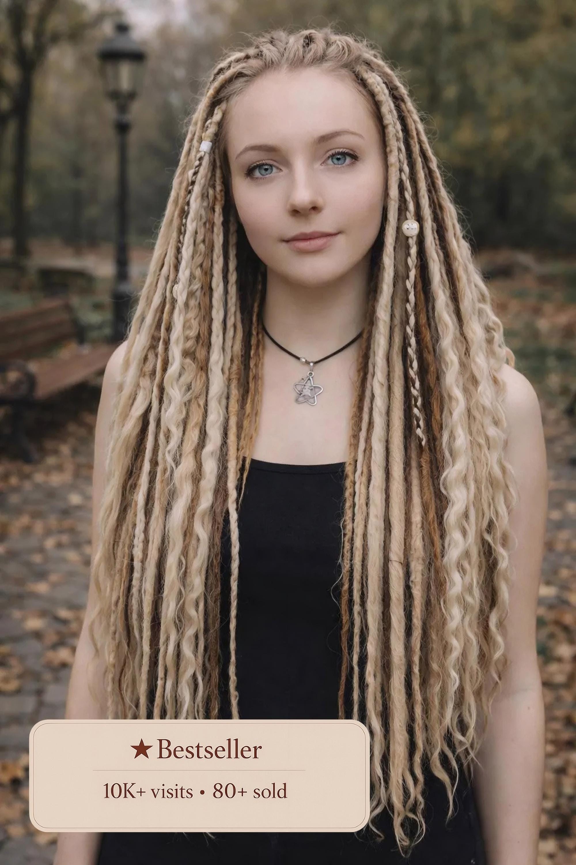 Neutral Beige/Tan Hair Dreadlock Extensions - Unbranded Dsoar 24-Inch Thin Synthetic Dreadlock Extensions - Handmade  main image 4