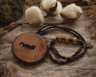 Rustic Wooden Dreadlock Tie with Rubber Band – Minimalist Bun Holder