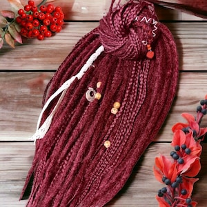 Vibrant Burgundy Wine Colored Dreads - Double Ended Synthetic Dreadlocks Full set