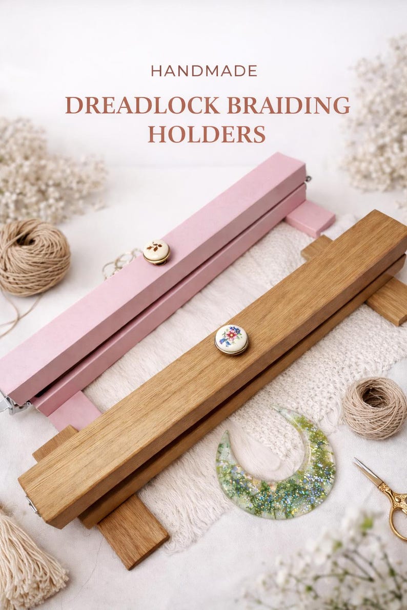 Wooden Dreadlock Tool Stand – 40cm or 50cm – For Faster and Easier Dread Making image 1