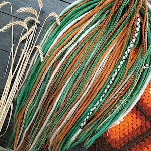 Ginger, Green, and Blonde Synthetic Dread and Braids Extensions Set