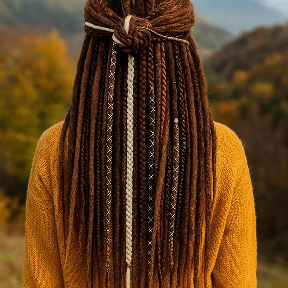 Brown an Milky Blond Synthetic Dread Extensions  display picture 3