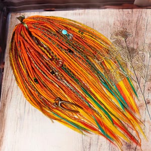 Orange, Yellow, and Blonde Synthetic Dread and Braids Extensions Set