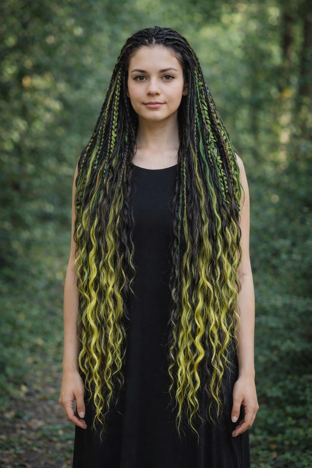 Extra Long Forest Witch Dreadlock Extensions Black Green Fantasy