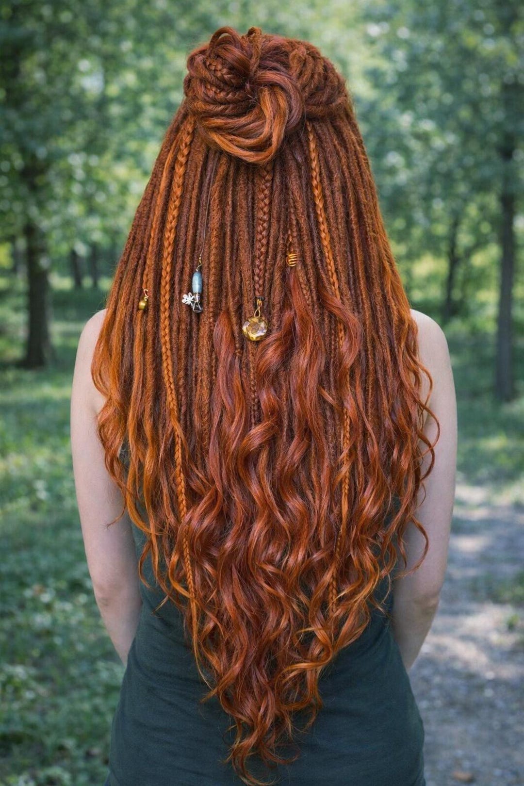 Copper Auburn Double Ended Dreadlock Extensions With Brushable Curls ...