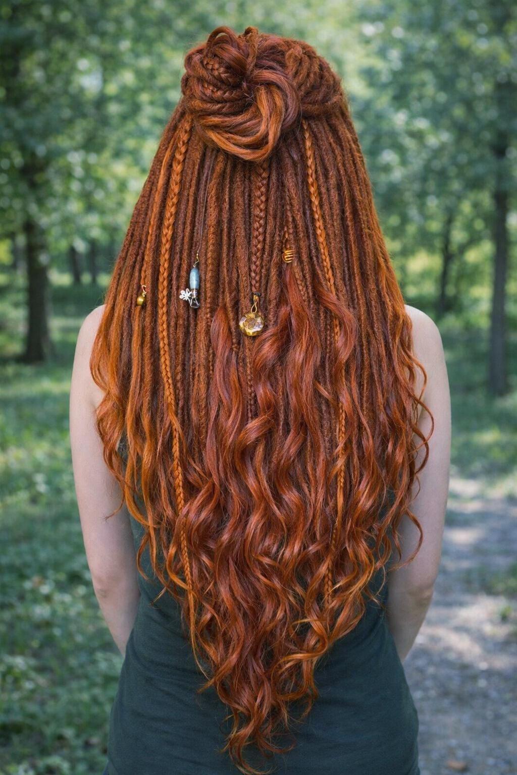 Brown Blonde Auburn Dread Dreadlock Hair Extension Copper Auburn Curly Dreadlock Extensions – Synthetic DE  main image 3