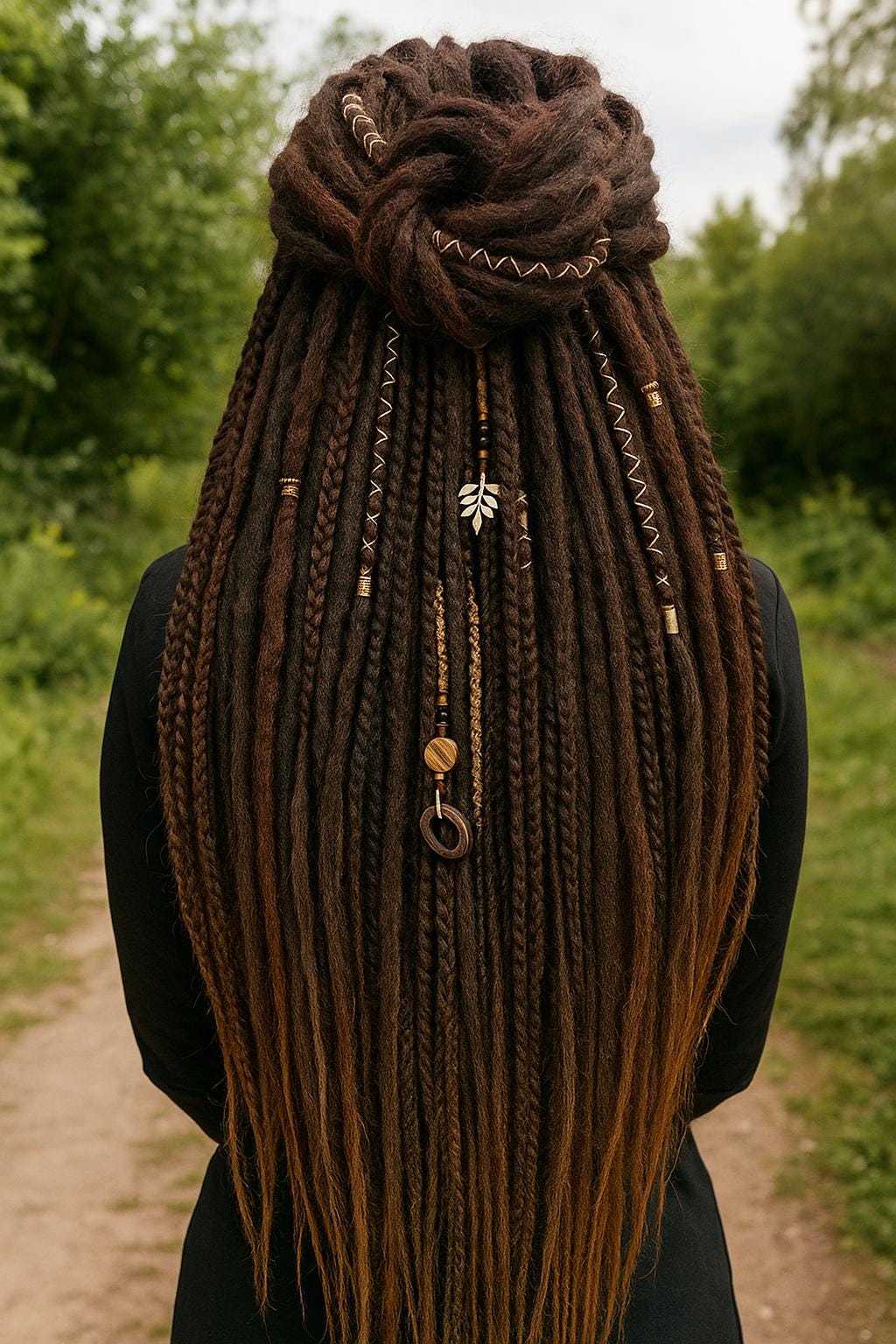 Brown Synthetic Dread Extensions: Effortlessly Stylish Double Ended Dreads! Brown Synthetic Dread Extensions: Effortlessly Stylish  main image 3