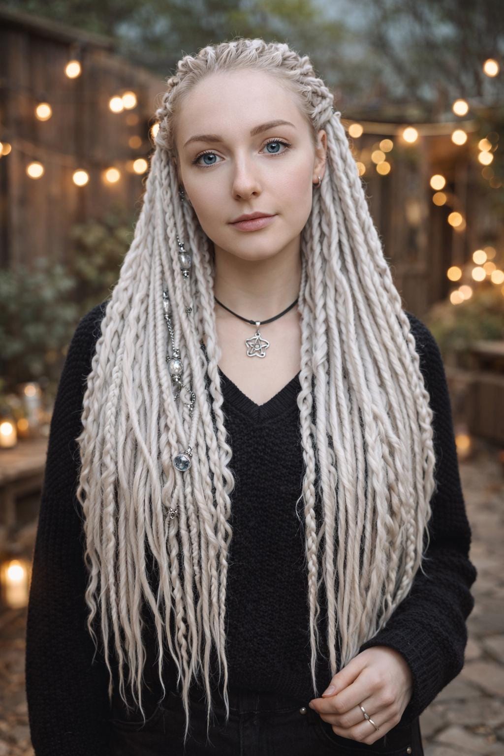 25 Platinum Blonde Dread Dreadlock Hair Extensions Extra Long Silver Platinum Blonde Synthetic Double-ended  main image 4