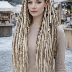 Dirty Blonde Dreads with Loose Curls – Double Ended Blonde Extensions image 8