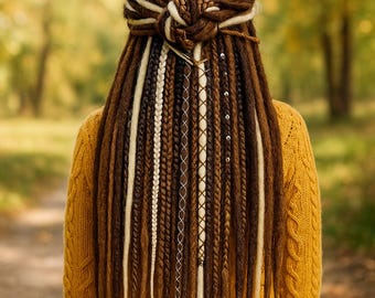 Brown and Blonde Double Ended Dreadlock Extensions - Synthetic Dreads and Braids