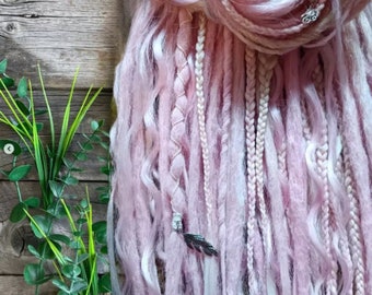 Vibrant Pink and Blond Synthetic Crochet Dreads Extensions - Boho Style Double-Ended Dreadlocks and Braids & with loose curls