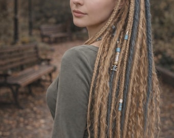 Blond and Blue Dreadlock Extensions - Double Ended Synthetic Dreads