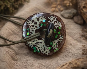 Hölzerne Resin Dreadlock Krawatte mit echten Flechten - Forest Dutthalter