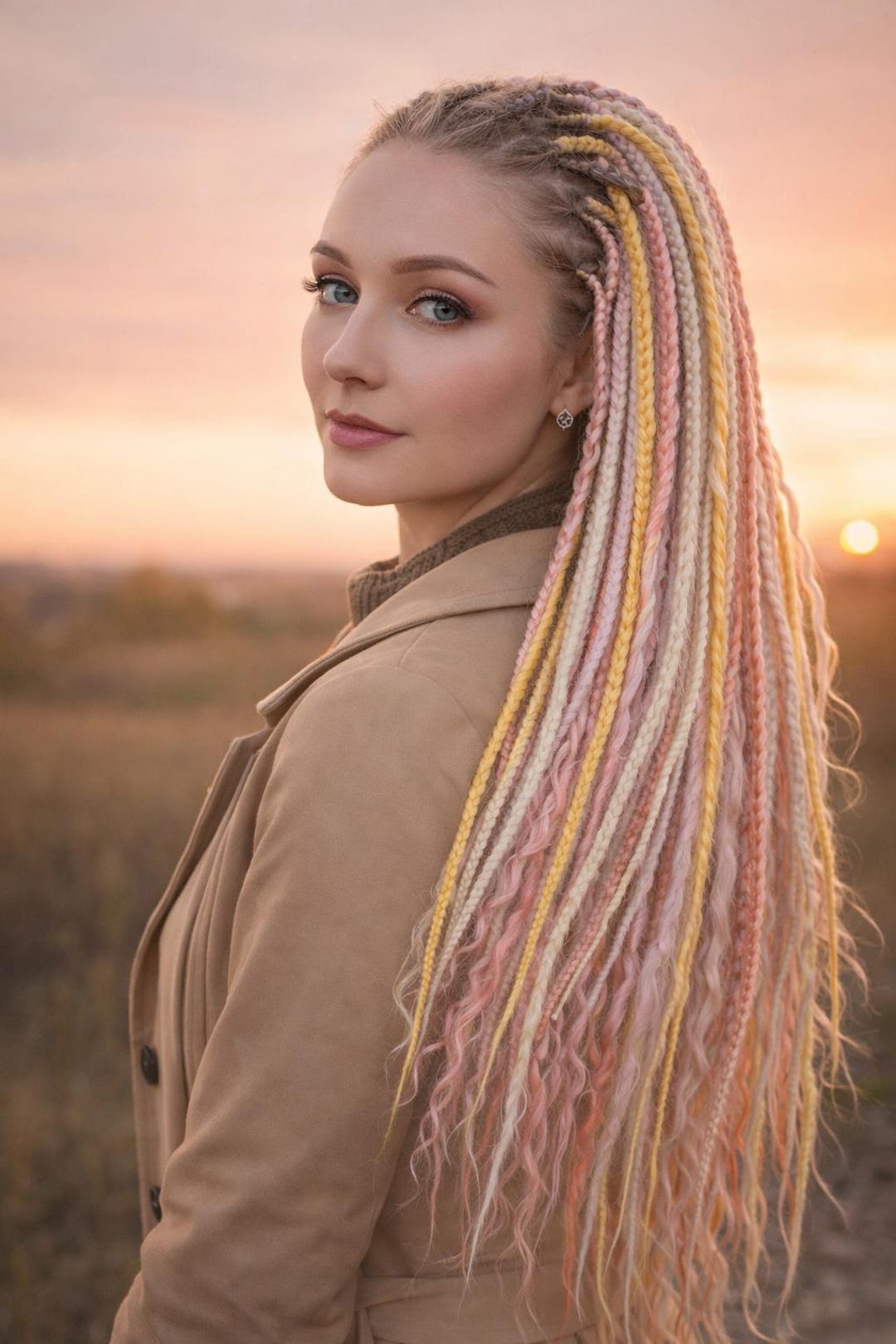 Pink Blonde and Yellow Double Ended Crochet Dread Extensions ...