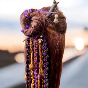 Witchy Vibes Dreadlock Ponytail - Vibrant Violet, Orange & Brown Dreads | Halloween Hair