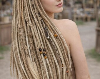 Blonde Boho Synthetic Dreadlock Extensions – Double Ended Dreads Set