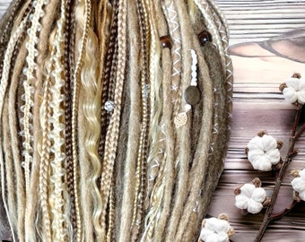 Boho Chic Dirty Blond and Dark blond Double Ended Synthetic Dreads - Versatile Dreadlock Extensions with loose curls