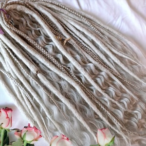 Ash Blond Synthetic Dreadlocks: Platinum Curls, Double Ended Braids
