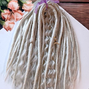 Ash Blond and Light silver Double Ended Dreads - Synthetic Dreadlocks for Unique Hairstyles with loose curls