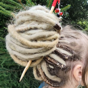 Handcrafted Red Wood Hair Stick: Boho Hair Accessory