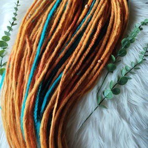 Ginger Orange and Teal Dreadlock Set