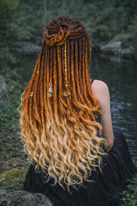 Copper Auburn Curly Dreadlock Extensions – Synthetic DE 