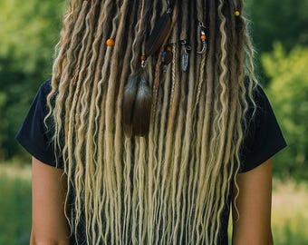 Black Roots to Blond Ombre Dreadlock Extensions - Double Ended Synthetic Dreads