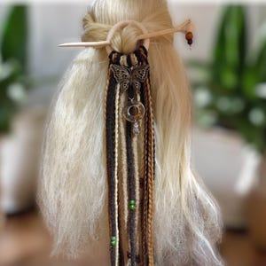 Handcrafted Boho Tribal Dreadlock Hair Ring - Chic Brown & Blonde Dreadcuff