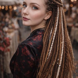 Dreadlock-Extensions in Mokkabraun und Milchblond – Synthetische Boho-Doppelend-Dreads Bild 1