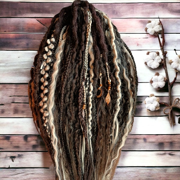 Transform Your Look with Brown and blond Synthetic Double Ended Dreads, Braids, Curl dreads, and Dreadlocks with loose curls