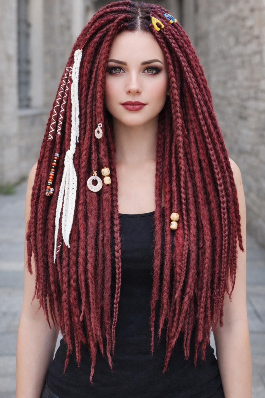 25 Burgundy Brown Dreads Dreadlock Hair Extensions Brown Burgundy Mix Dreadlocks | Double Ended DE Dreads  main image 4