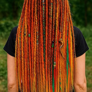 Neon Orange and Lime Green Dreadlock Extensions - Double Ended
