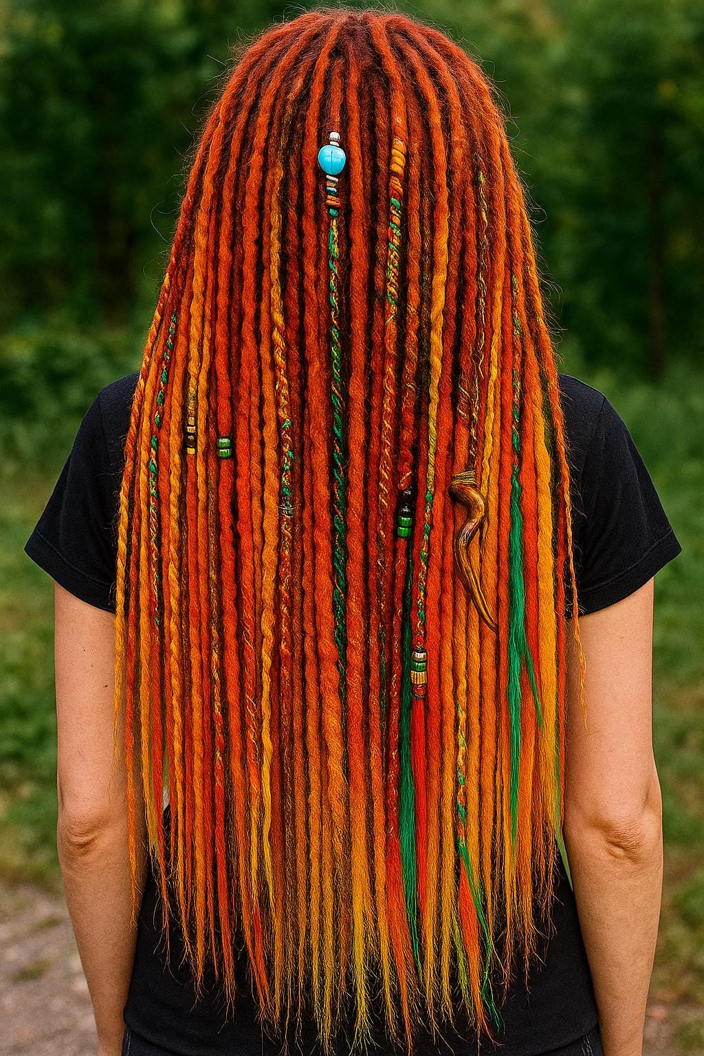 Neon Orange and Lime Green Dreadlock Extensions - Double Ended