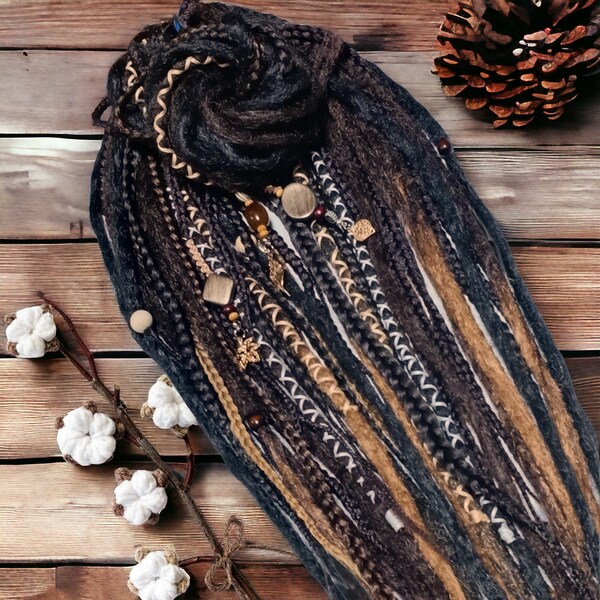 Fashion Forward Brown and Blond Synthetic Dread Extensions: Effortlessly Stylish Double Ended Dreads and Braids