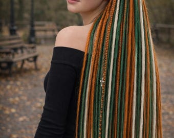 Ginger Green Blonde Dreadlock Extensions - Double Ended Synthetic Dreads