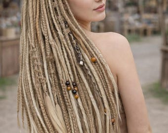 Boho Chic Synthetic Dreadlock Extensions: Dirty, Sandy and Milky Blonde